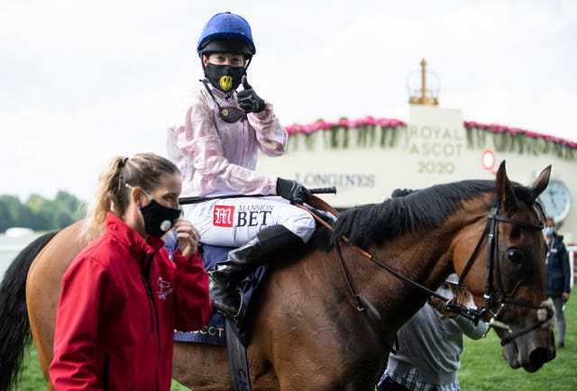 Onassis and Hayley Turner after winning the Sandringham Stakes in 2020