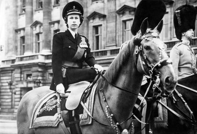 The Queen took part in the 1949 Trooping of the Colour as Colonel of the Grenadier Guards when she was Princess Elizabeth in celebration of her father's official 53rd birthday