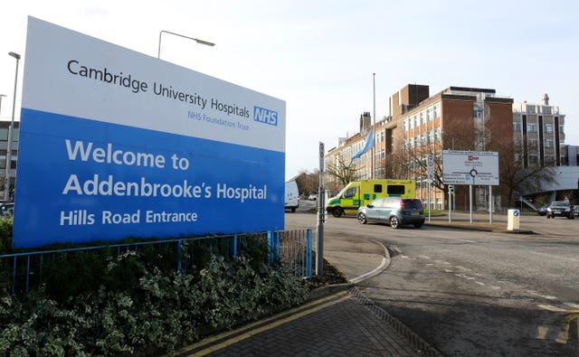 Entrance to Addenbrooke’s Hospital in Cambridge