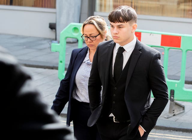 Joshua Molnar arriving at Manchester Crown Court