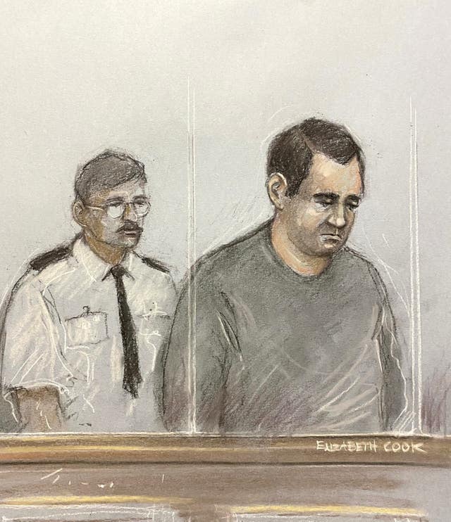 Court artist sketch by Elizabeth Cook of Jordan McSweeney appearing in the dock at the Old Bailey, central London, where he pleaded guilty to the murder and sexual assault of law graduate Zara Aleena 