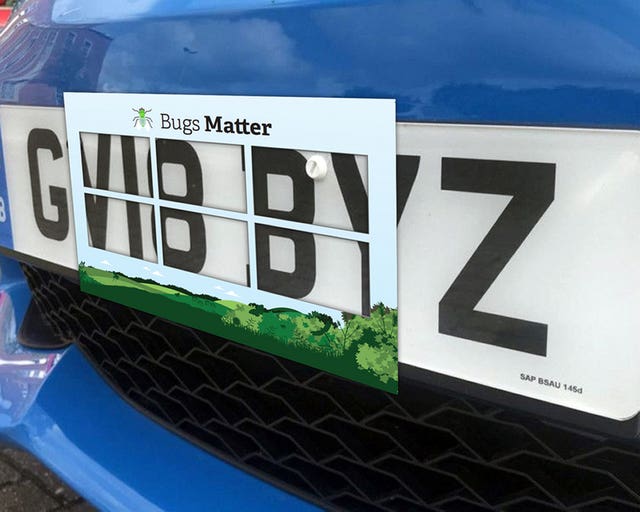 Splatometer used for counting bug splats on a car number plate (Buglife/PA)