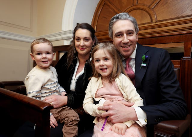 Simon Harris with his wife Caoimhe and children Cillian and Saoirse 
