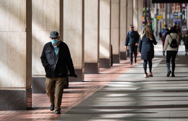 People wearing protective face masks