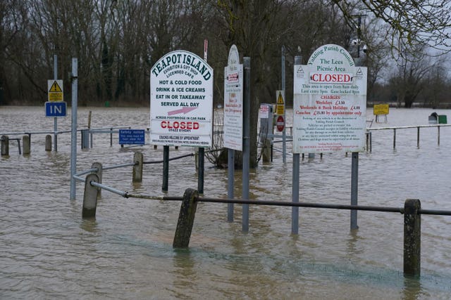 Rising floodwater in Yalding, Kent