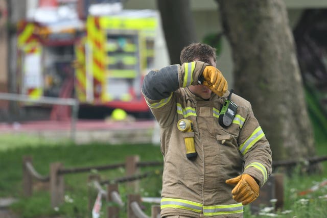 A firefighter at the scene 