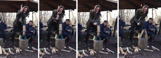 Duchess of Cambridge chops wood