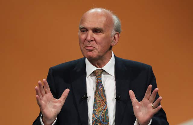 Liberal Democrats leader Sir Vince Cable said British people must be given their say on the final deal with the option to exit from Brexit (Andrew Matthews/PA)