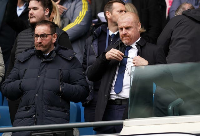 Everton manager Sean Dyche had to watch from the stands