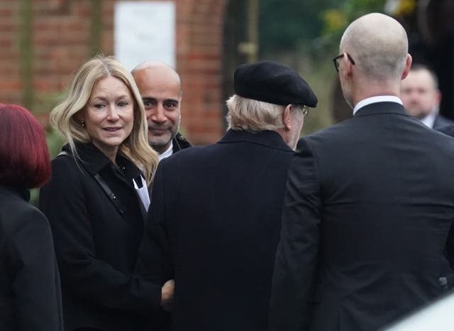 Rachel Kinnock, Lord Neil Kinnock and Stephen Kinnock, right, arrive for the service