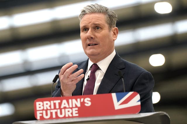Keir Starmer at Silverstone Technology Park (Jacob King/PA)