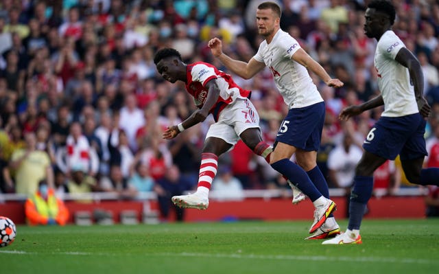 Bukayo Saka scored the third goal as Arsenal beat Tottenham 3-1 earlier this season.