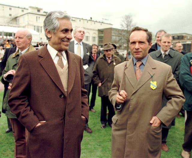 Khalid Abdullah with Andre Fabre, trainer of Zafonic and Xaar 