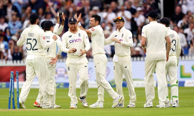 James Anderson celebrates the breakthrough