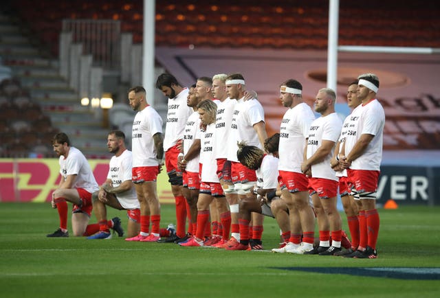 All eight of Sale's South Africa players did not take a knee, although they wore 'Rugby Against Racism' T-shirts 