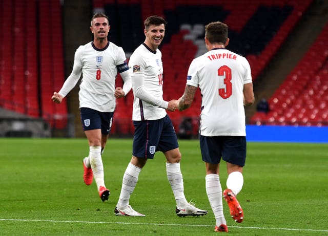 Mason Mount, centre, scored the winning goal against Belgium