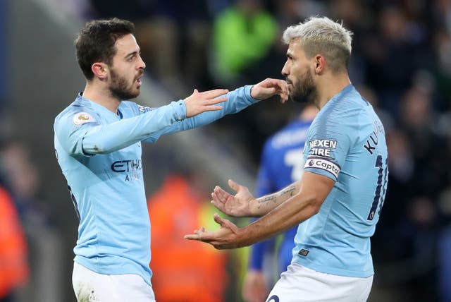 Bernardo Silva (left) and Sergio Aguero (right) are among the Manchester City absentees this weekend