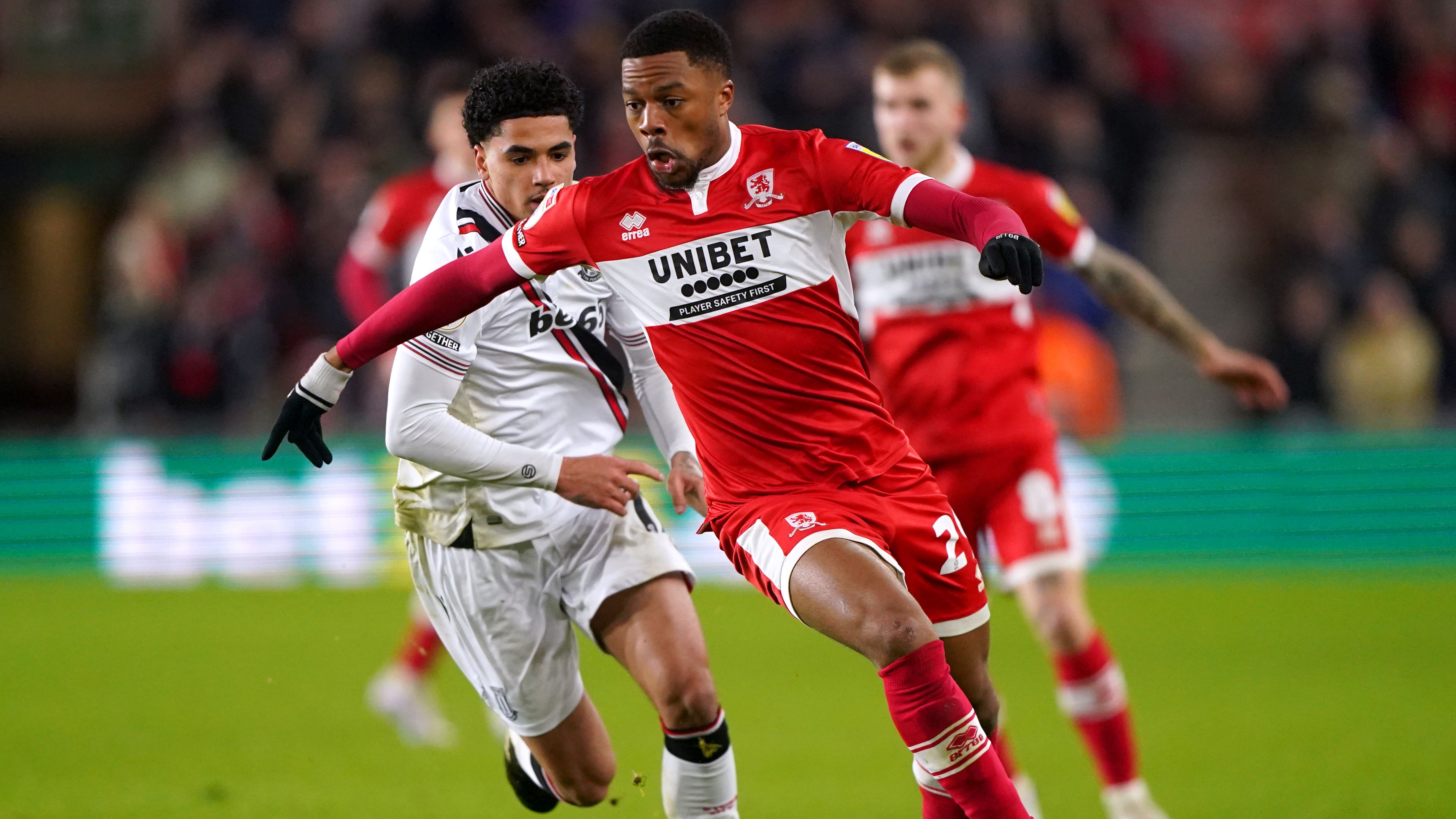 Chuba Akpom, right and Ki-Jana Hoever scored as Middlesbrough were held by Stoke (Owen Humphreys/PA)