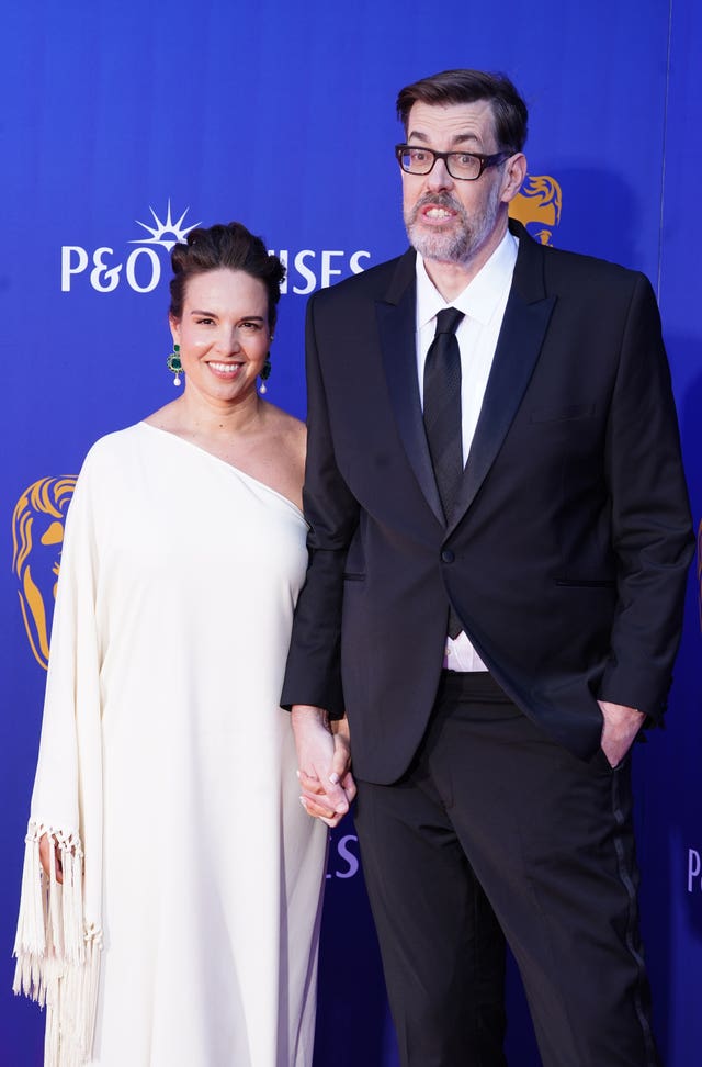Ingrid Oliver and Richard Osman attending the 2025 Bafta Television Awards