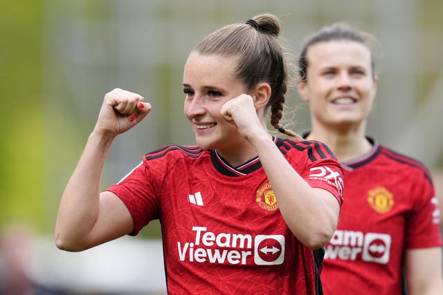 Ella Toone celebrates Manchester United's 2-1 win over Chelsea in the Women's FA Cup (Nick Potts/PA)