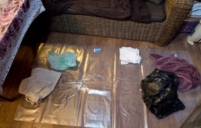 A bag containing traces of TATP found in the conservatory of the home of Ahmed Hassan in Sunbury, Surrey (Metropolitan Police/PA)