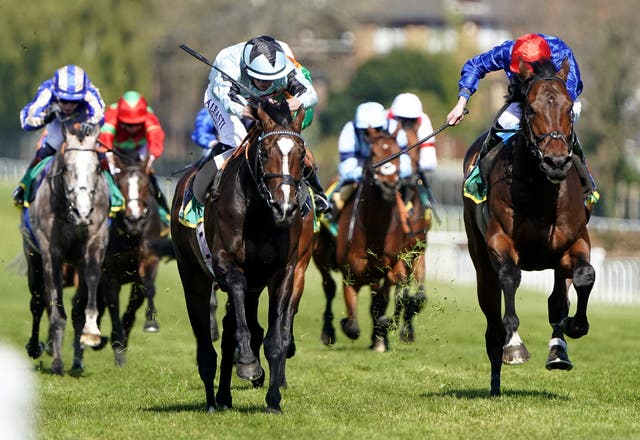 Alenquer (left) just got the better of Adayar in the Classic Trial at Sandown