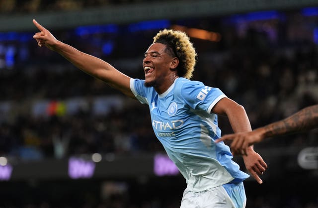 Manchester City’s Floyd Samba celebrates scoring against Norwich