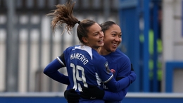 Chelsea’s Lauren James celebrates with team-mate Johanna Rytting (Steven Paston/PA)