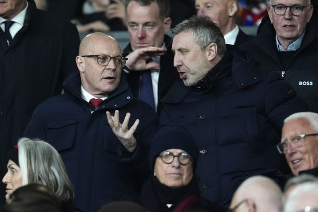 Sir Dave Brailsford, left, with Manchester United technical director Jason Wilcox 