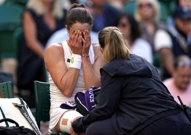 Alize Cornet suffered a nasty fall during a 26-minute game in the second set