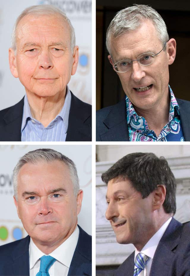 John Humphrys, Jeremy Vine, Huw Edwards and Jon Sopel accepted pay cuts following revelations over equal pay (BBC/PA)