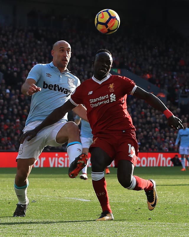 Pablo Zabaleta, pictured left, is keen to move on from West Ham's Anfield loss