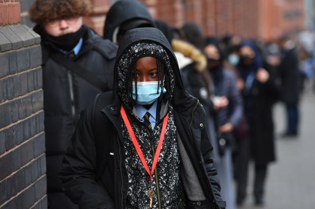 Students arrive at the Jewellery Quarter Academy in Birmingham