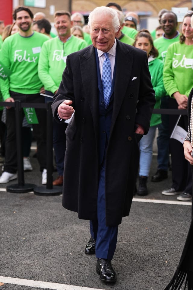 Charles was greeted by volunteers from the Felix Project in Deptford, south London 