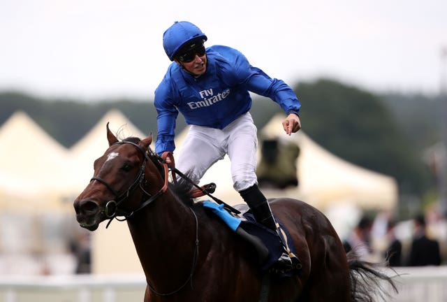 William Buick celebrates King's Stand Stakes victory aboard Blue Point