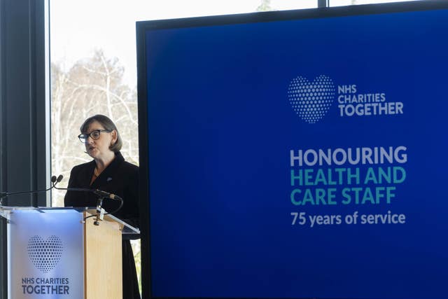 Screenwriter and creator of Call The Midwife and forthcoming film Allelujah Heidi Thomas speaks during a live broadcast memorial event hosted by NHS Charities Together at the National Memorial Arboretum in Staffordshire to mark the third anniversary of the World Health Organisation declaring a global Covid-19 pandemic