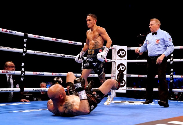 Warrington sent Martinez to the canvas in the first round with a crushing right hook