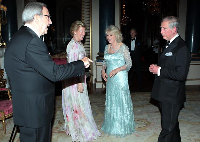 Charles and Camilla greet King Constantine