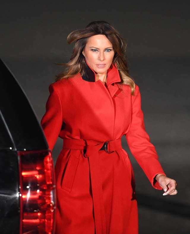 Melania Trump arriving at Stansted Airport