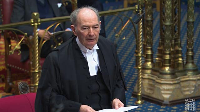 Screen grab of Lord Speaker Lord Forsyth of Drumlean speaking in the House of Lords