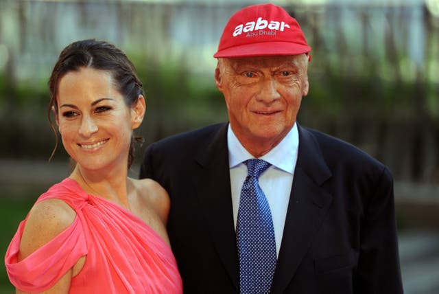 Niki and wife Birgit Lauda attend the premier of Rush at Odeon Leicester Square, London in 2013