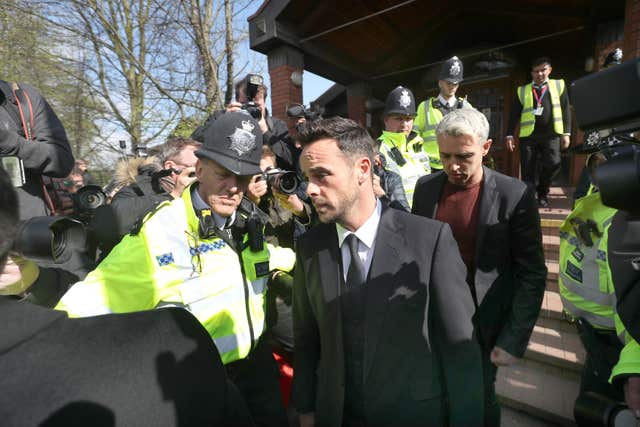 McPartlin is photographed as he leaves the court (Steve Parsons/PA)