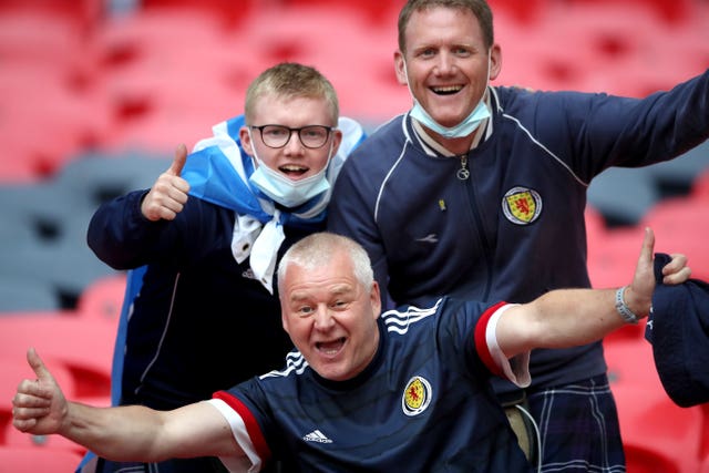 Scotland fans in the stands at Wembley
