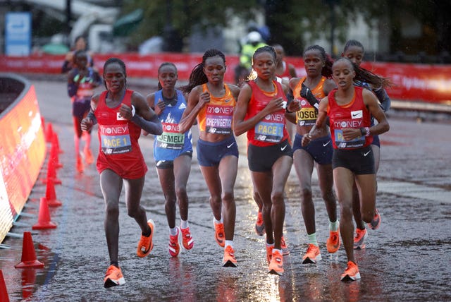Competitors in action during the elite women’s race