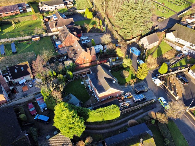 A police tent could be seen in the garden of a property in Park Lane on Monday (Peter Byrne/PA)