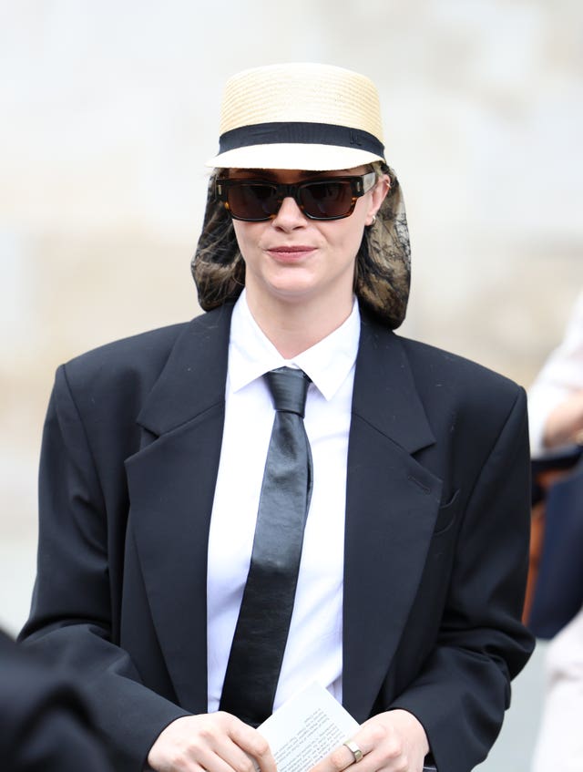 Cara Delevingne leaves following the wedding of Spice Girl Melanie Brown, Mel B, to fiance hairdresser Rory McPhee at St Paul’s Cathedral, London