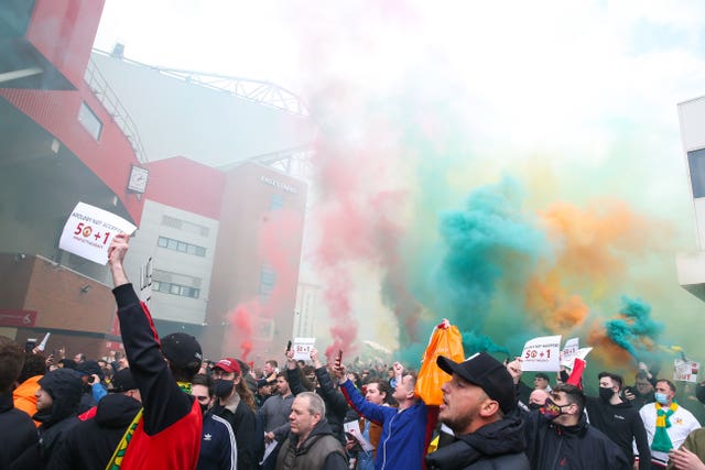 Manchester United's match at home to Liverpool in May last year was postponed after supporters invaded the stadium to protest against the Glazers 