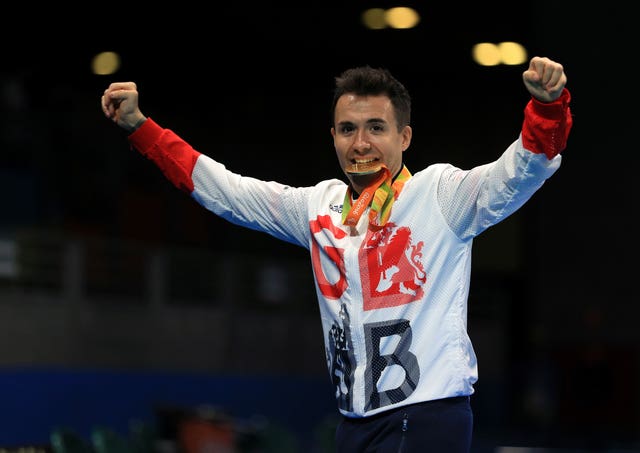 Great Britain’s Will Bayley celebrates gold in Rio