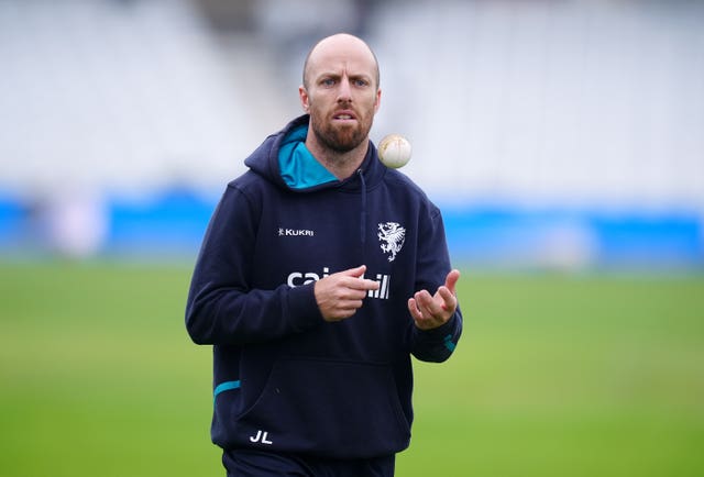 Jack Leach holds the ball