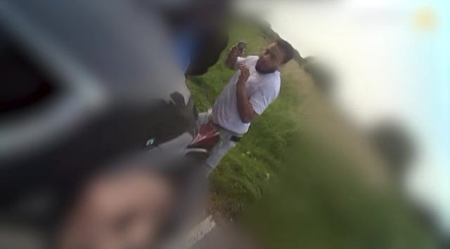 Screengrab taken from bodyworn police video showing the arrest of Walid Saadaoui 